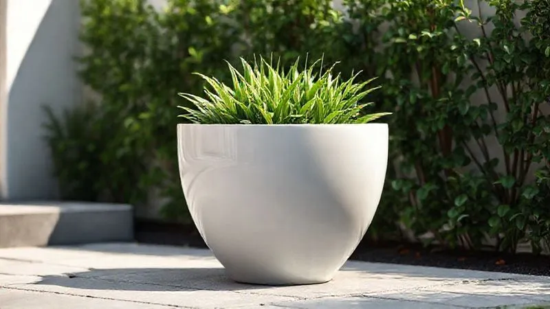 A photorealistic, professional photography shot of a sleek, durable fiberglass planter in a minimalist garden setting, showcasing its smooth texture and modern design. Cinematic lighting emphasizes its clean lines, with a sharp focus on the planter and a soft depth of field blurring the background foliage. 8K hyper-detailed, shot on a high-end DSLR. A photorealistic, professional photography shot of a sleek, durable fiberglass planter in a minimalist garden setting, showcasing its smooth texture and modern design. Cinematic lighting emphasizes its clean lines, with a sharp focus on the planter and a soft depth of field blurring the background foliage. 8K hyper-detailed, shot on a high-end DSLR.