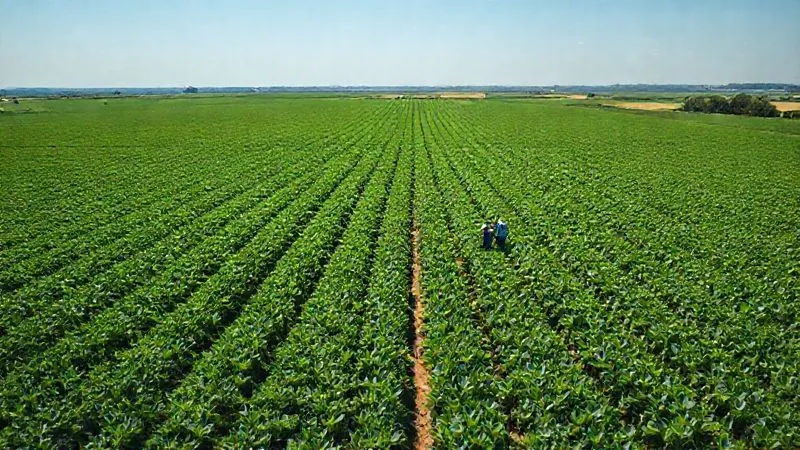 A photorealistic drone shot of a vast, healthy chive field, vibrant green, stretching towards the horizon under a clear sky. In the foreground, a small team of agronomists is inspecting plants, representing successful large-scale cultivation. Shot on a high-end DSLR, 8K, cinematic lighting, sharp focus on the field, depth of field, professional photography. A photorealistic drone shot of a vast, healthy chive field, vibrant green, stretching towards the horizon under a clear sky. In the foreground, a small team of agronomists is inspecting plants, representing successful large-scale cultivation. Shot on a high-end DSLR, 8K, cinematic lighting, sharp focus on the field, depth of field, professional photography.