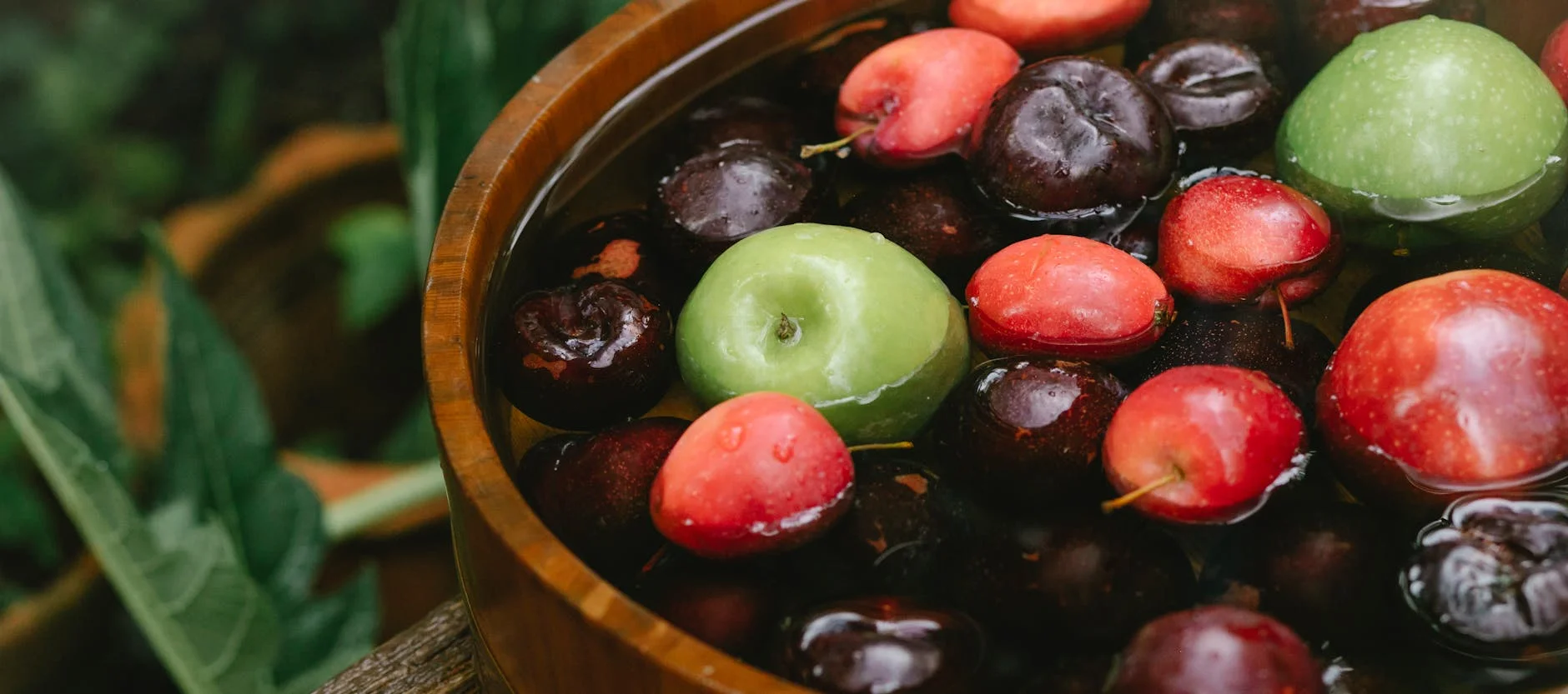 An organized, rustic gardening journal with handwritten notes and detailed sketches of fruit trees, showing growth stages and pest observations. A small magnifying glass, gardening gloves, and a few ripe berries are artfully placed beside it. Professional photography, 8K, cinematic lighting, sharp focus, depth of field, shot on a high-end DSLR. Closeup of ripe delicious tasty fruits in wooden bowl in forest in daylight — Foto: Any Lane / Pexels