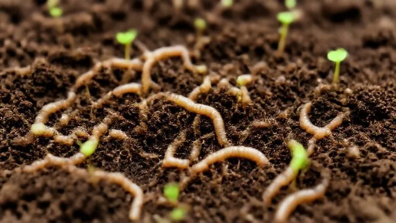 A photorealistic close-up of rich, dark, moist garden soil teeming with earthworms and delicate root systems, with small green sprouts emerging. The soil texture is visibly crumbly and alive, under soft, natural light, 8K hyper-detailed, professional photography, depth of field focusing on the soil life. A photorealistic close-up of rich, dark, moist garden soil teeming with earthworms and delicate root systems, with small green sprouts emerging. The soil texture is visibly crumbly and alive, under soft, natural light, 8K hyper-detailed, professional photography, depth of field focusing on the soil life.