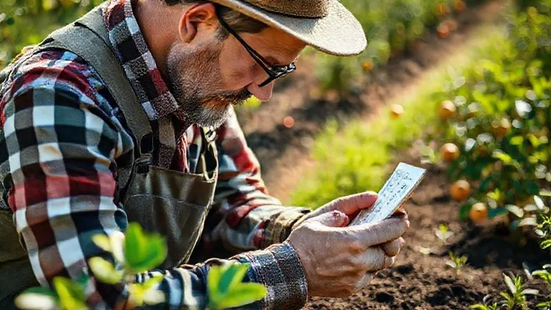 A photorealistic, professional photography shot of a gardener meticulously analyzing soil samples and mapping sun exposure in a vibrant garden, with small fruit bushes in the background. Cinematic lighting, sharp focus on the gardener's hands and tools, depth of field blurring the distant plants. 8K hyper-detailed, shot on a high-end DSLR, conveying scientific precision and care. A photorealistic, professional photography shot of a gardener meticulously analyzing soil samples and mapping sun exposure in a vibrant garden, with small fruit bushes in the background. Cinematic lighting, sharp focus on the gardener's hands and tools, depth of field blurring the distant plants. 8K hyper-detailed, shot on a high-end DSLR, conveying scientific precision and care.