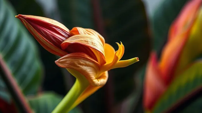 A photorealistic close-up of a wilting tropical flower, its leaves drooping and slightly discolored, contrasting with a vibrant, healthy part of the same plant in the background, symbolizing stress and potential recovery. Cinematic lighting, sharp focus on the wilting leaves, depth of field. Shot on a high-end DSLR, 8K hyper-detailed. A photorealistic close-up of a wilting tropical flower, its leaves drooping and slightly discolored, contrasting with a vibrant, healthy part of the same plant in the background, symbolizing stress and potential recovery. Cinematic lighting, sharp focus on the wilting leaves, depth of field. Shot on a high-end DSLR, 8K hyper-detailed.