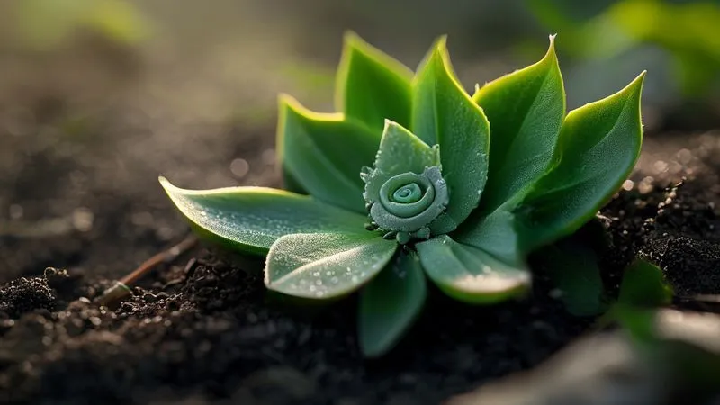 A close-up, photorealistic image of a single healthy succulent leaf, freshly detached from a plant, resting on a bed of well-draining soil, with tiny new roots and a miniature rosette starting to form at its base, symbolizing successful propagation and new life. Cinematic lighting, sharp focus on the new growth, depth of field, 8K hyper-detailed, shot on a high-end DSLR. A close-up, photorealistic image of a single healthy succulent leaf, freshly detached from a plant, resting on a bed of well-draining soil, with tiny new roots and a miniature rosette starting to form at its base, symbolizing successful propagation and new life. Cinematic lighting, sharp focus on the new growth, depth of field, 8K hyper-detailed, shot on a high-end DSLR.